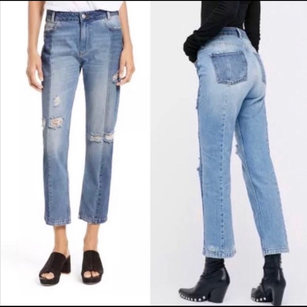 Free People two tone boyfriend jeans. Size 28